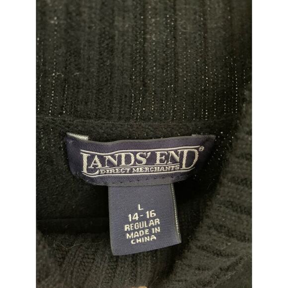 Lands' End-Classic-Cashmere-Crewneck Sweater-Black-Soft Knit-Fall-Women's-14–16 - Picture 5 of 6